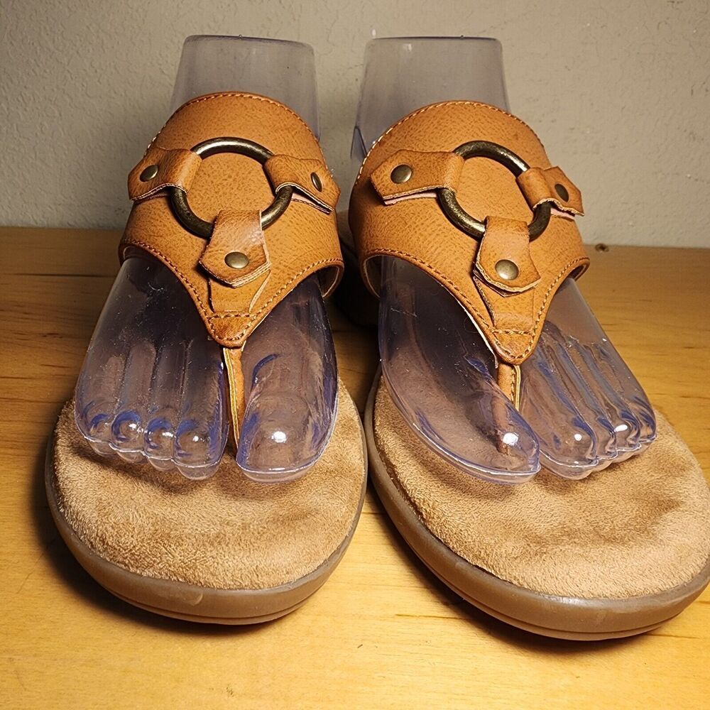 Rialto Comfort Brown Bianka Women’s Low Wedge Sandals Size 8M Worn 1x Pristine - Picture 2 of 7
